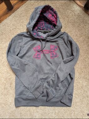 Under Armour Gray Hoodie with Pink Logo